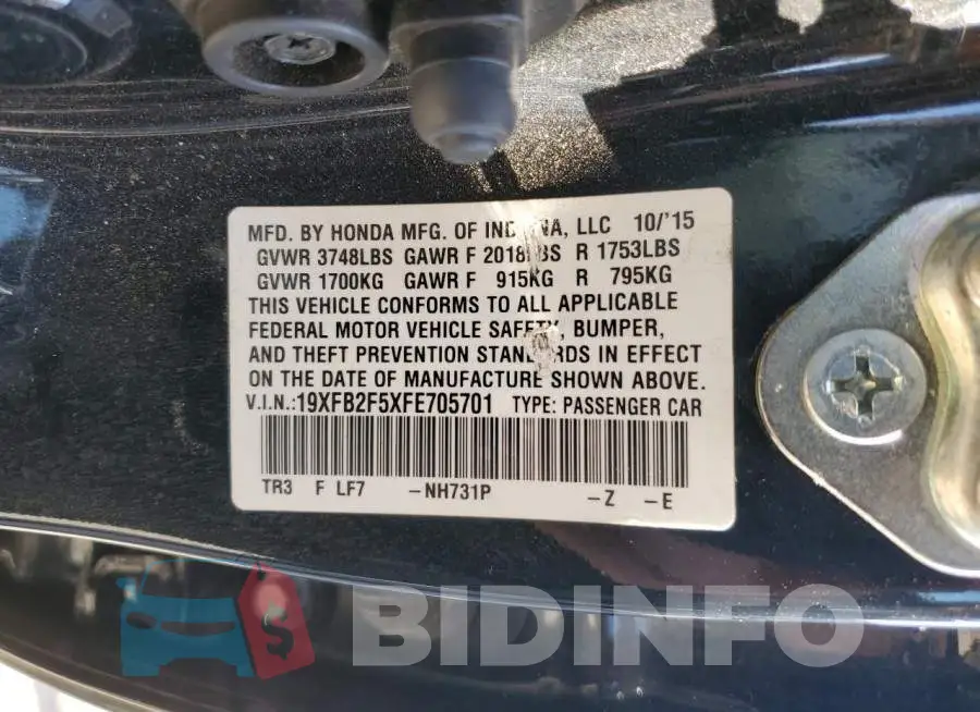 19XFB2F5XFE705701 Photo# 12