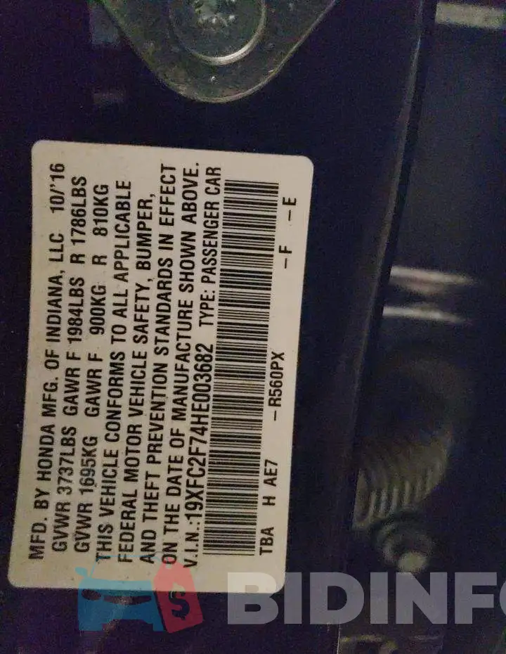 19XFC2F74HE003682 Photo# 12