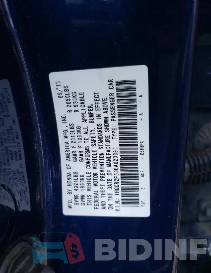 1HGCR2F53EA023390 Photo# 12