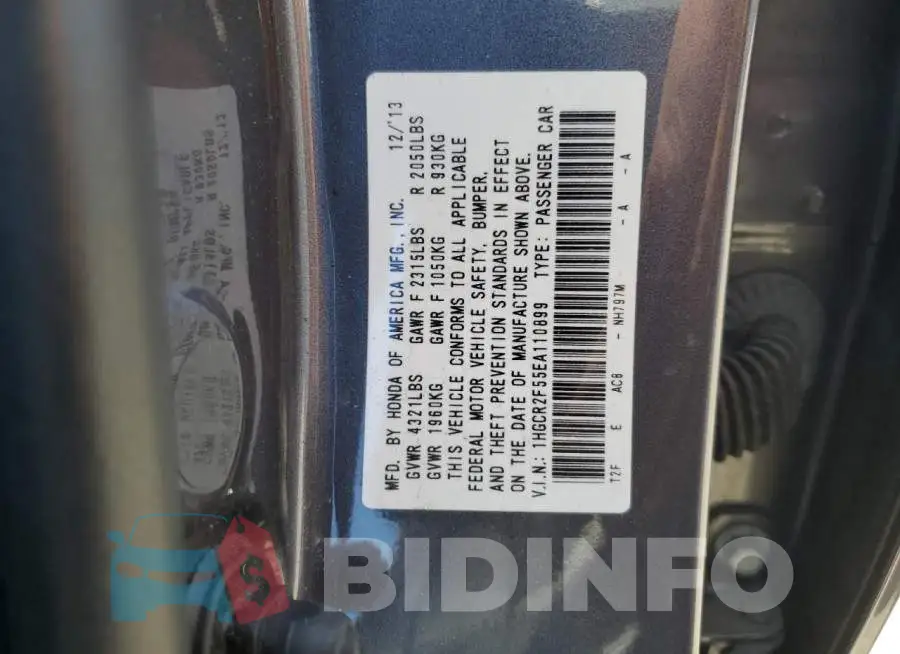 1HGCR2F55EA110899 Photo# 12