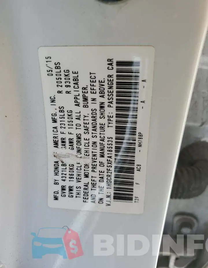 1HGCR2F5XFA185535 Photo# 12