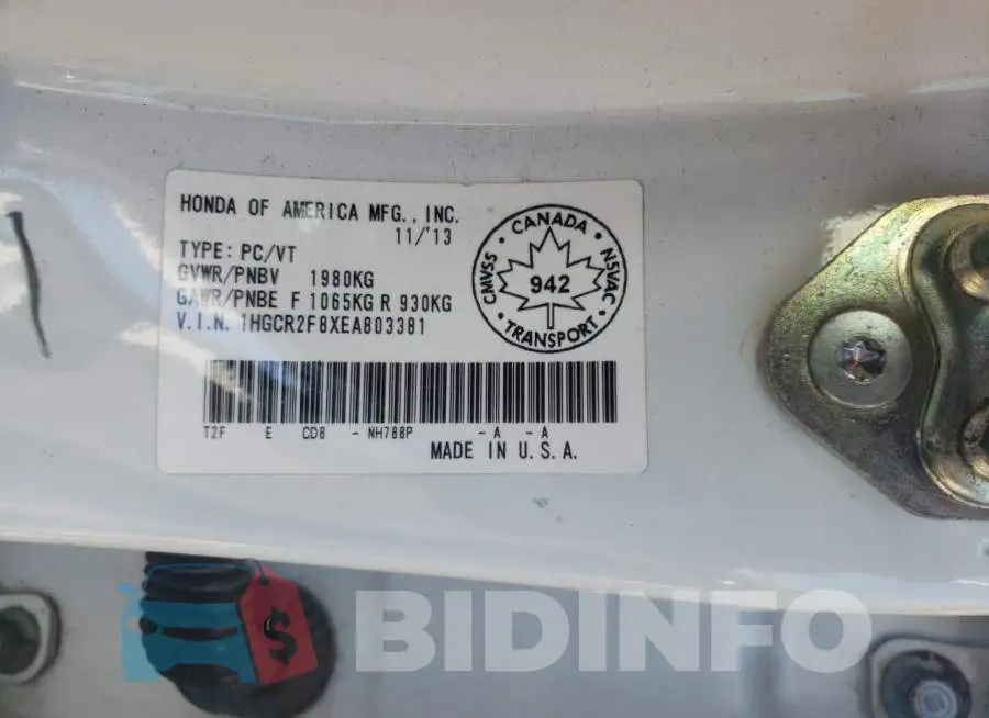 1HGCR2F8XEA803381 Photo# 13
