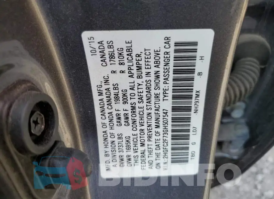 2HGFC2F73GH507547 Photo# 12
