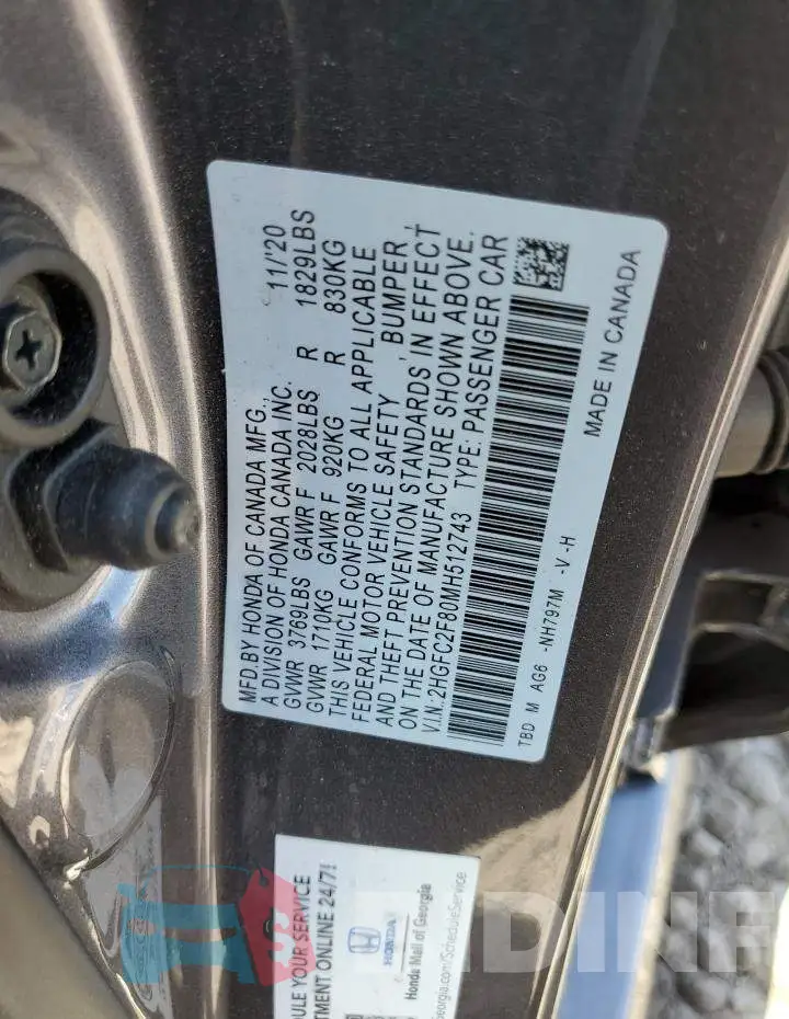 2HGFC2F80MH512743 Photo# 13