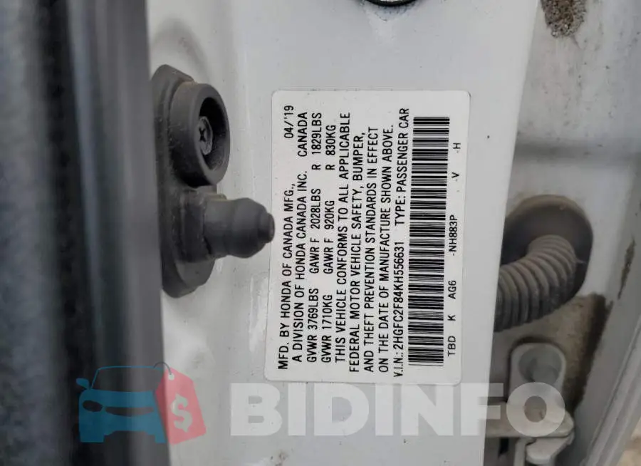 2HGFC2F84KH556631 Photo# 13