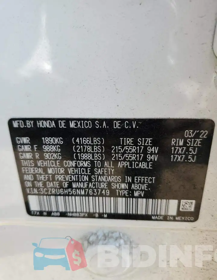 3CZRU6H56NM763749 Photo# 14