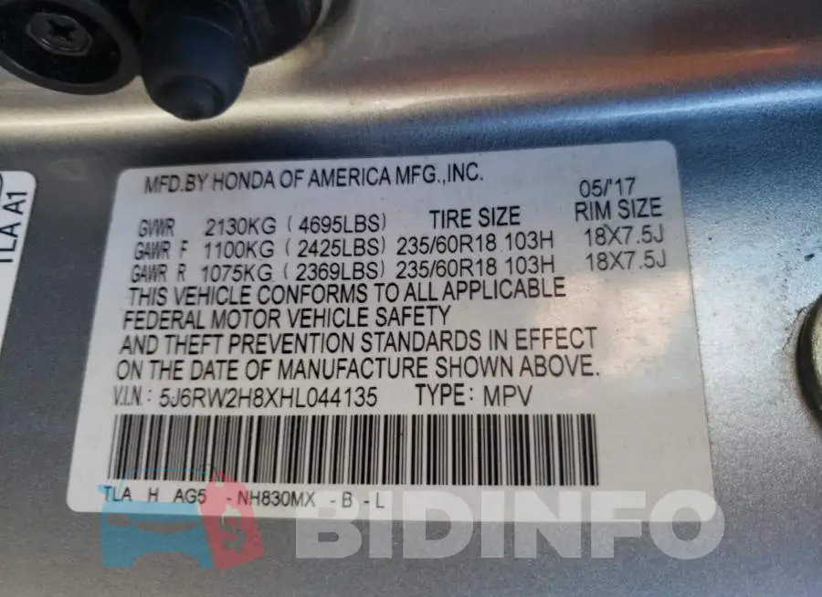 5J6RW2H8XHL044135 Photo# 12