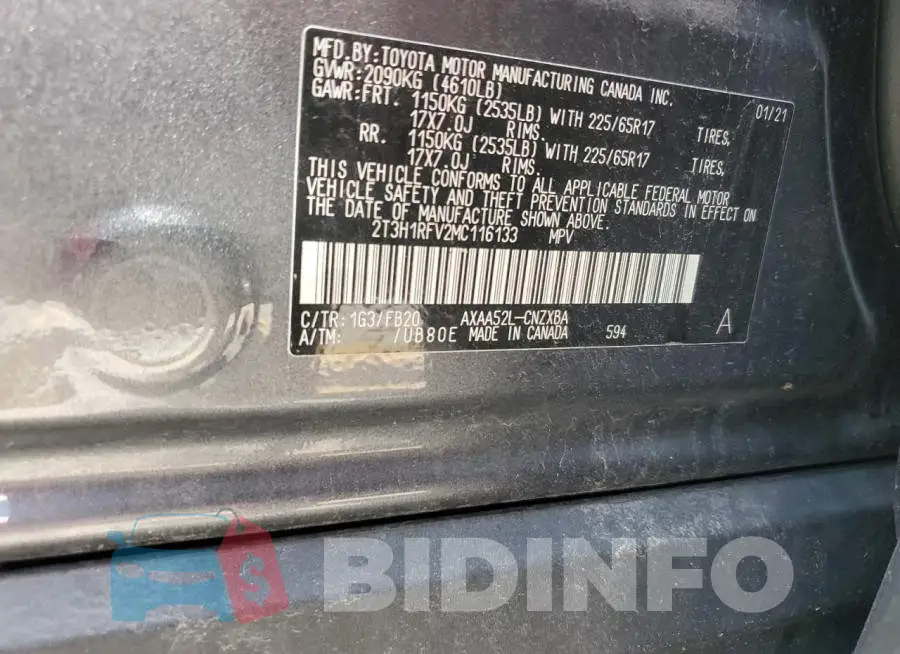 2T3H1RFV2MC116133 Photo# 13