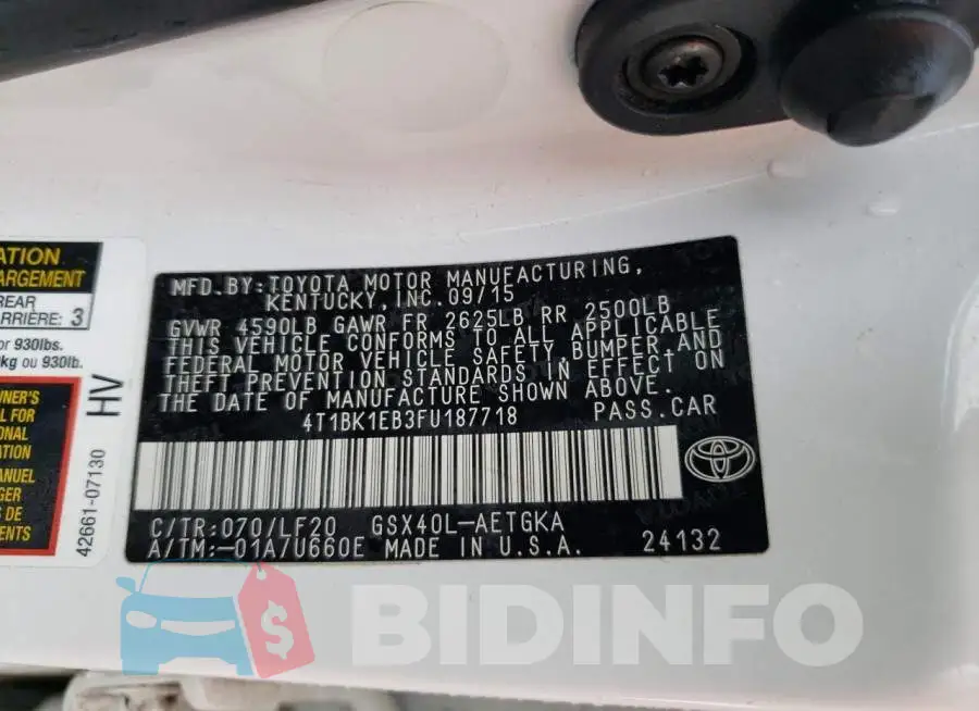4T1BK1EB3FU187718 Photo# 12