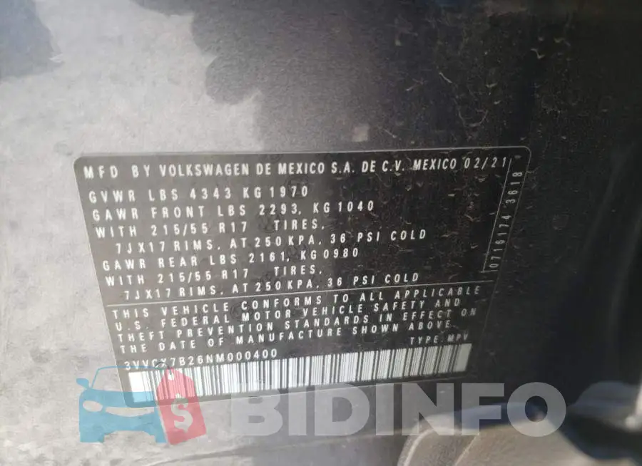 3VVCX7B26NM000400 Photo# 12