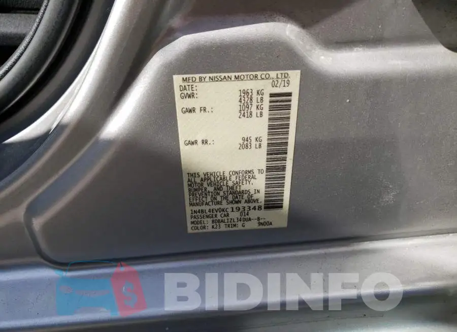 1N4BL4EV0KC193348 Photo# 12