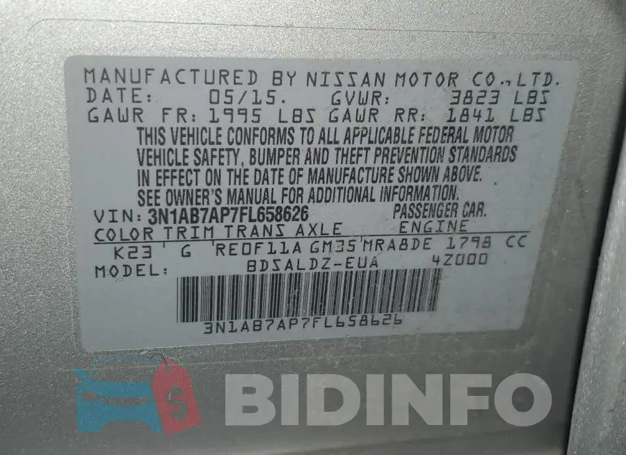 3N1AB7AP7FL658626 Photo# 12