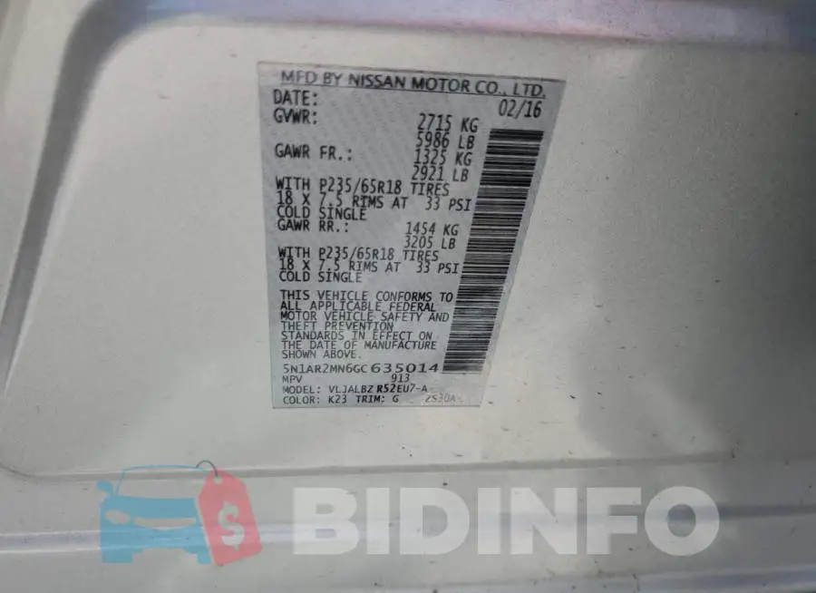 5N1AR2MN6GC635014 Photo# 13