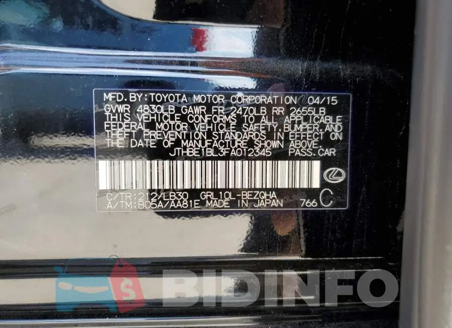 JTHBE1BL3FA012345 Photo# 12