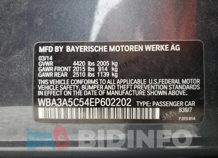WBA3A5C54EP602202 Photo# 12