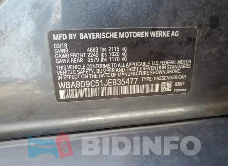 WBA8D9C51JEB35477 Photo# 12