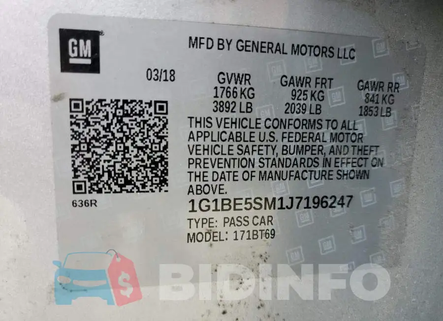 1G1BE5SM1J7196247 Photo# 12