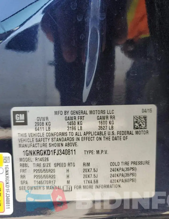 1GNKRGKD1FJ340811 Photo# 14