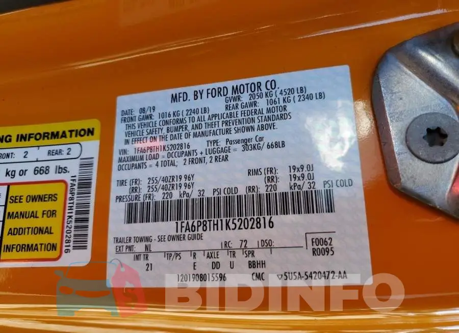 1FA6P8TH1K5202816 Photo# 12