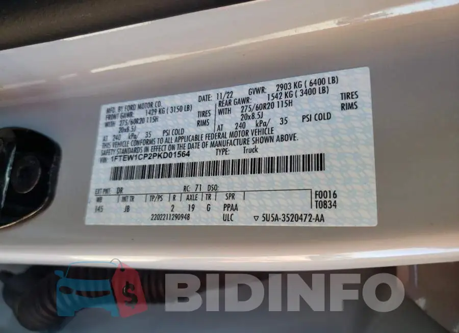 1FTEW1CP2PKD01564 Photo# 12