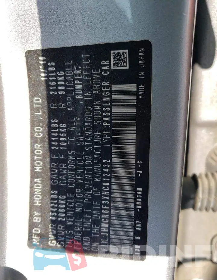 JHMCR6F3XHC012432 Photo# 12