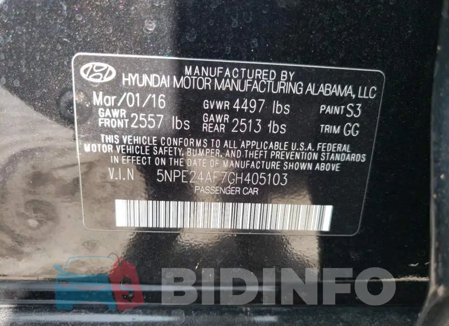5NPE24AF7GH405103 Photo# 12