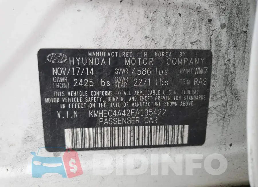 KMHEC4A42FA135422 Photo# 12