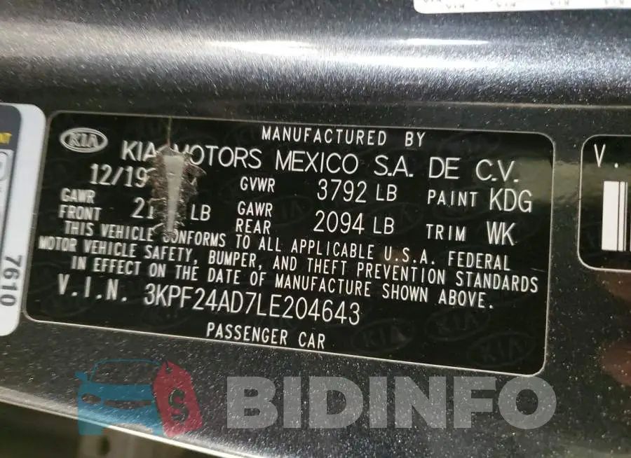 3KPF24AD7LE204643 Photo# 13