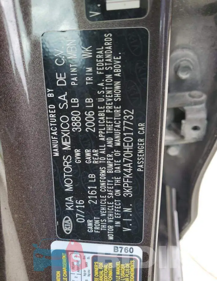 3KPFK4A70HE017732 Photo# 12