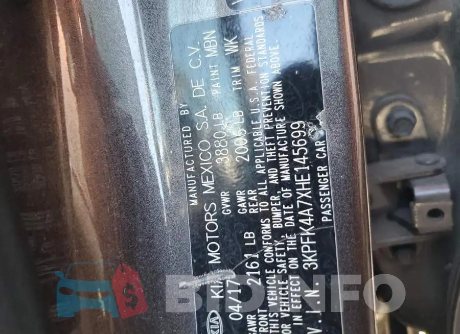 3KPFK4A7XHE145699 Photo# 12