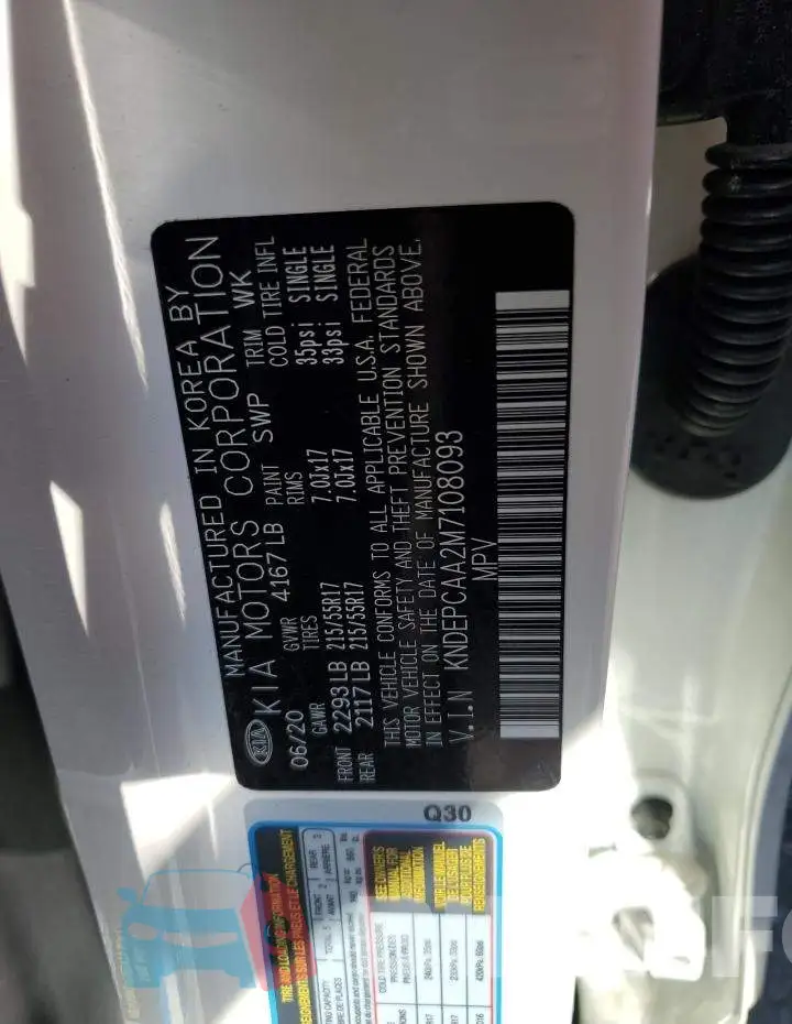 KNDEPCAA2M7108093 Photo# 12