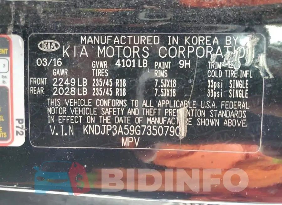 KNDJP3A59G7350790 Photo# 12