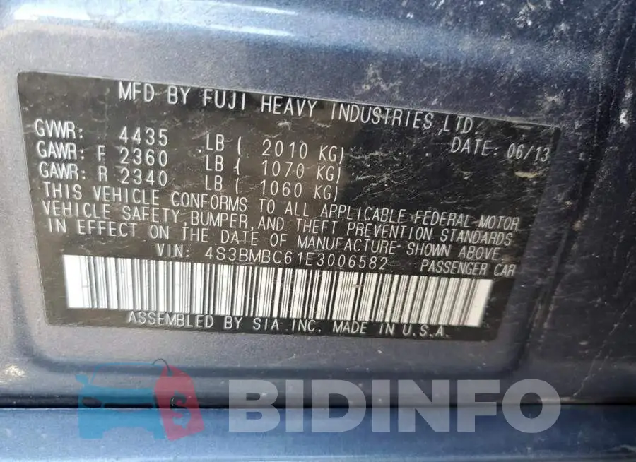 4S3BMBC61E3006582 Photo# 12