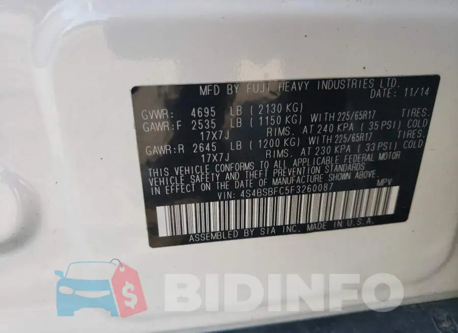 4S4BSBFC5F3260087 Photo# 12