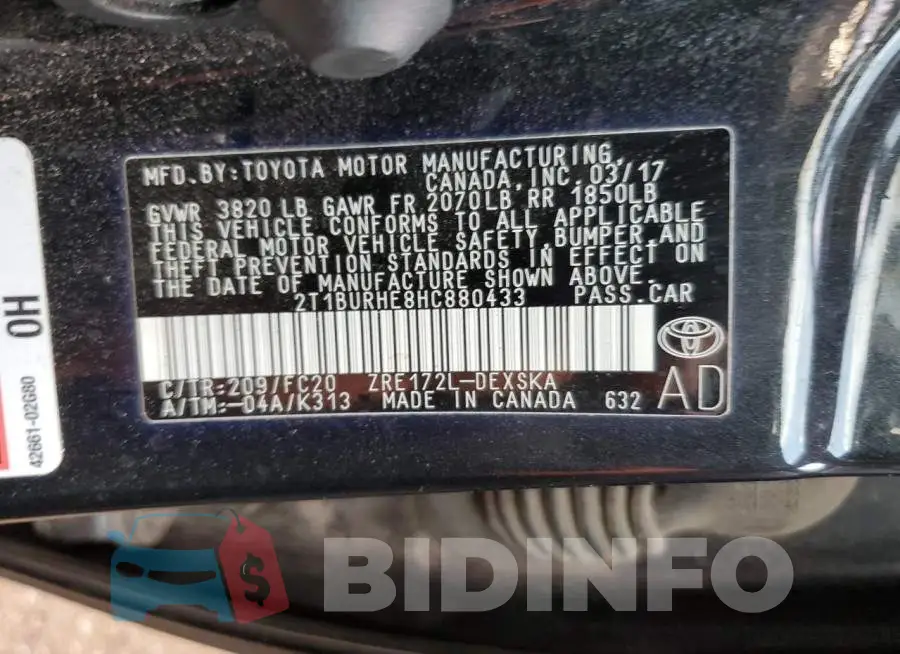 2T1BURHE8HC880433 Photo# 12