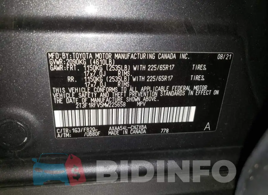2T3F1RFV5MW225658 Photo# 13