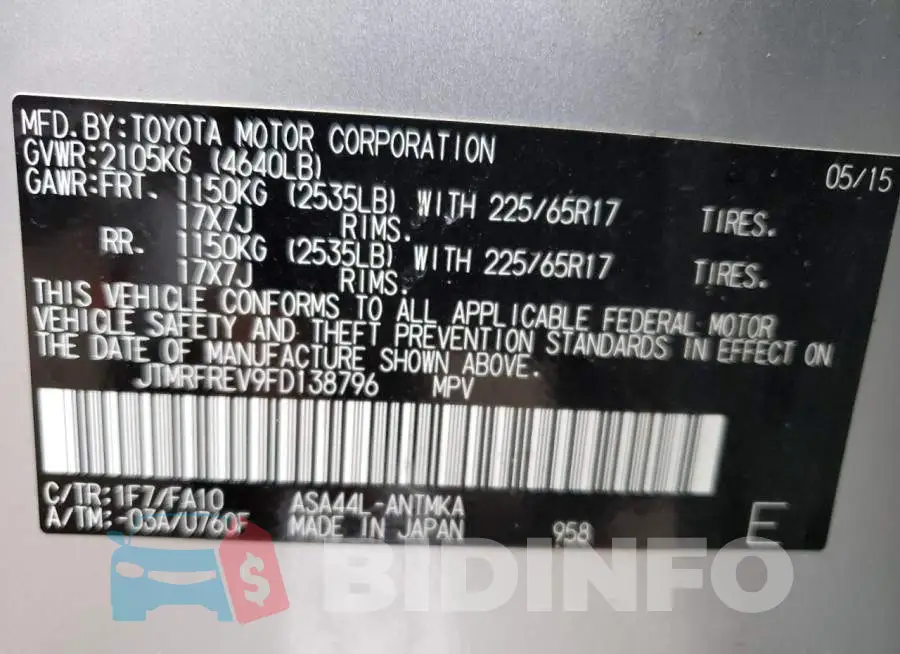 JTMRFREV9FD138796 Photo# 14