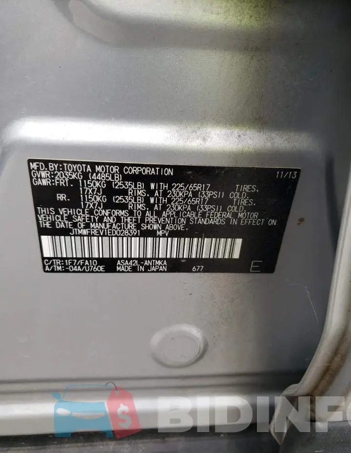JTMWFREV1ED028391 Photo# 14