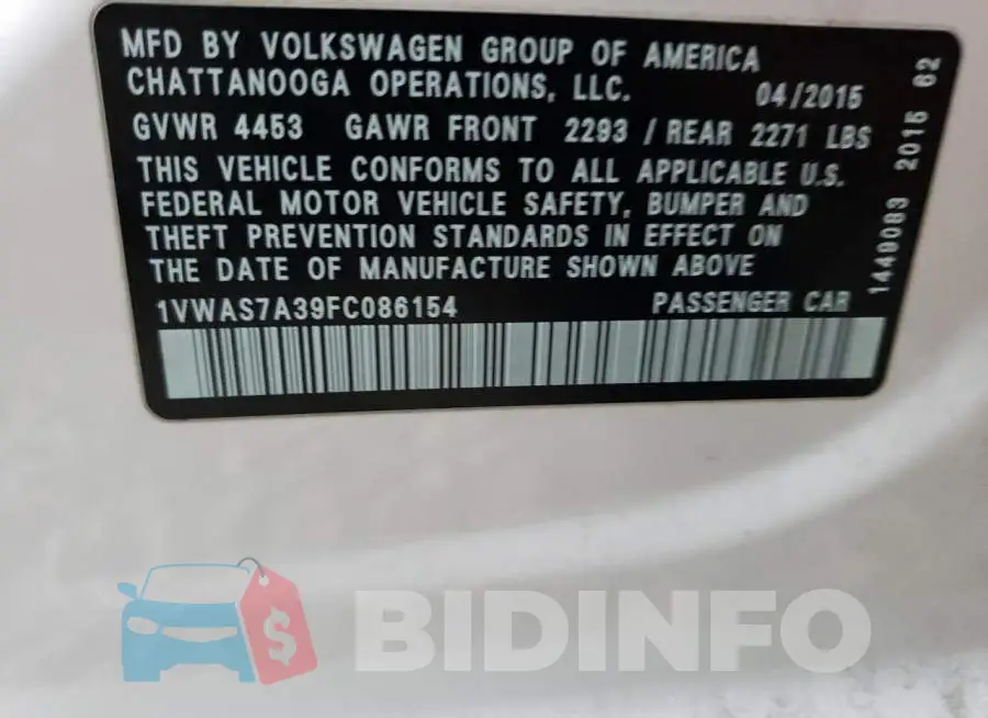 1VWAS7A39FC086154 Photo# 12