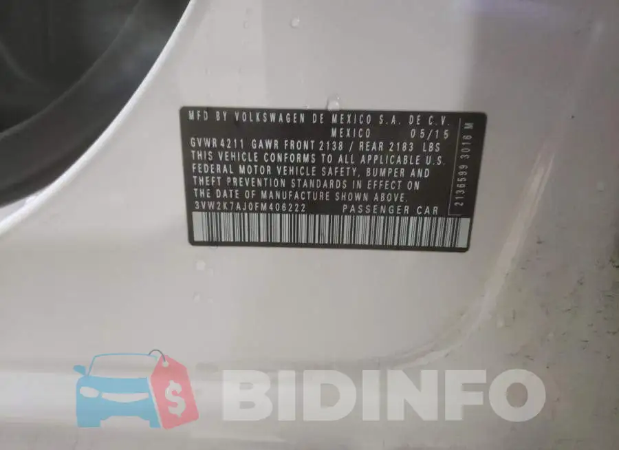 3VW2K7AJ0FM406222 Photo# 12