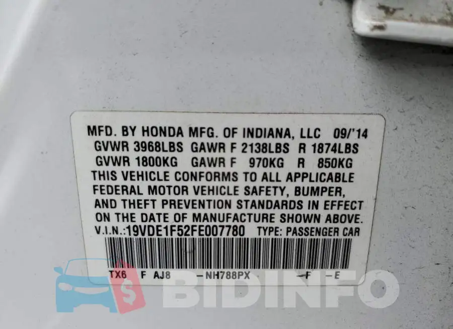 19VDE1F52FE007780 Photo# 12