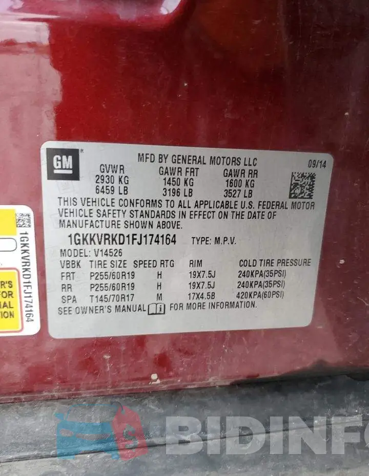 1GKKVRKD1FJ174164 Photo# 12