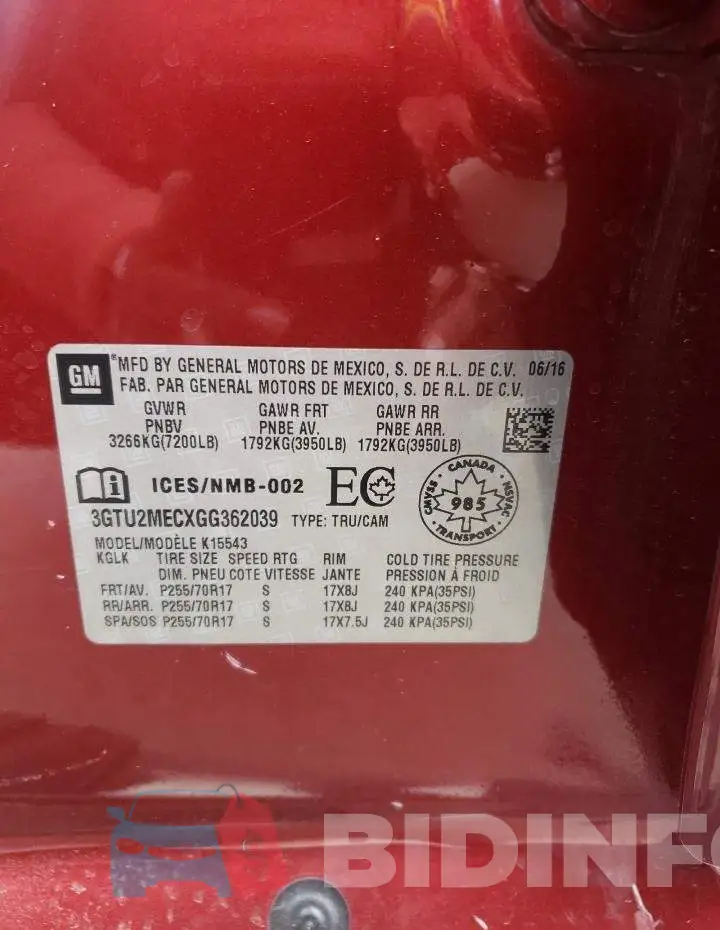 3GTU2MECXGG362039 Photo# 12