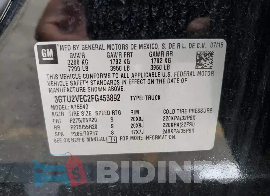 3GTU2VEC2FG453892 Photo# 13