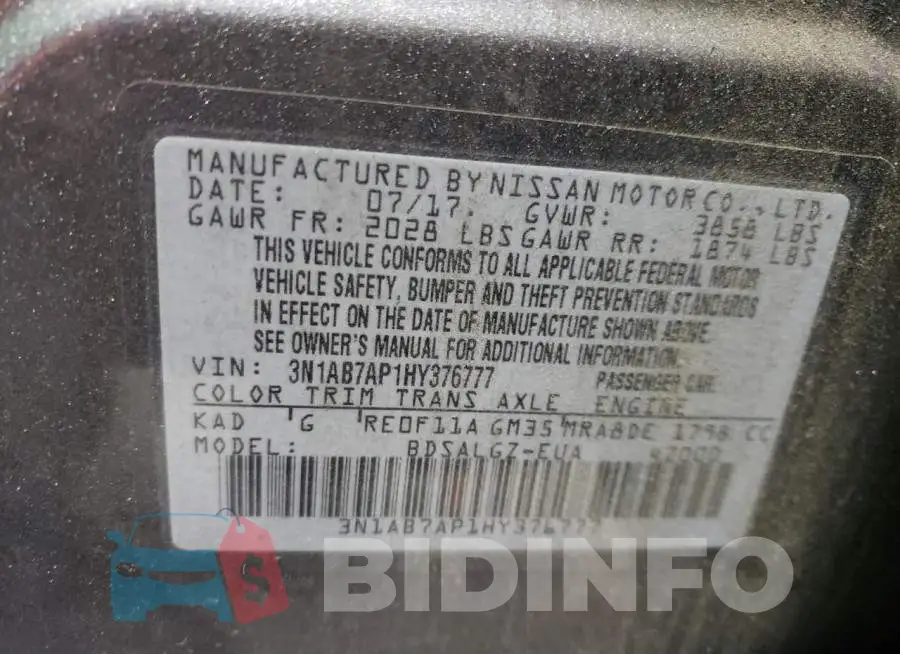 3N1AB7AP1HY376777 Photo# 13