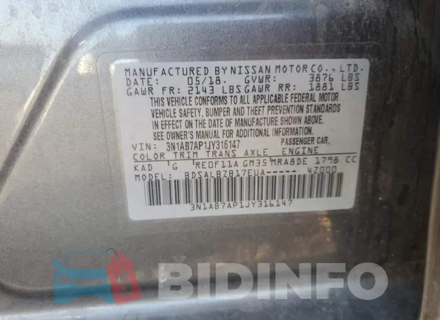 3N1AB7AP1JY316147 Photo# 12