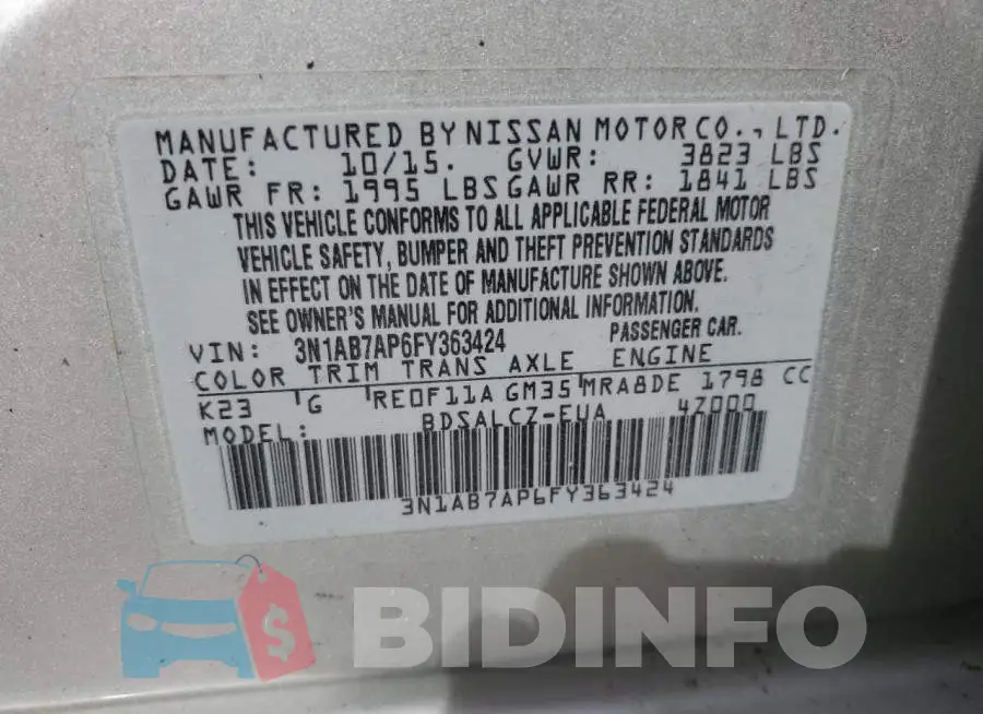 3N1AB7AP6FY363424 Photo# 12