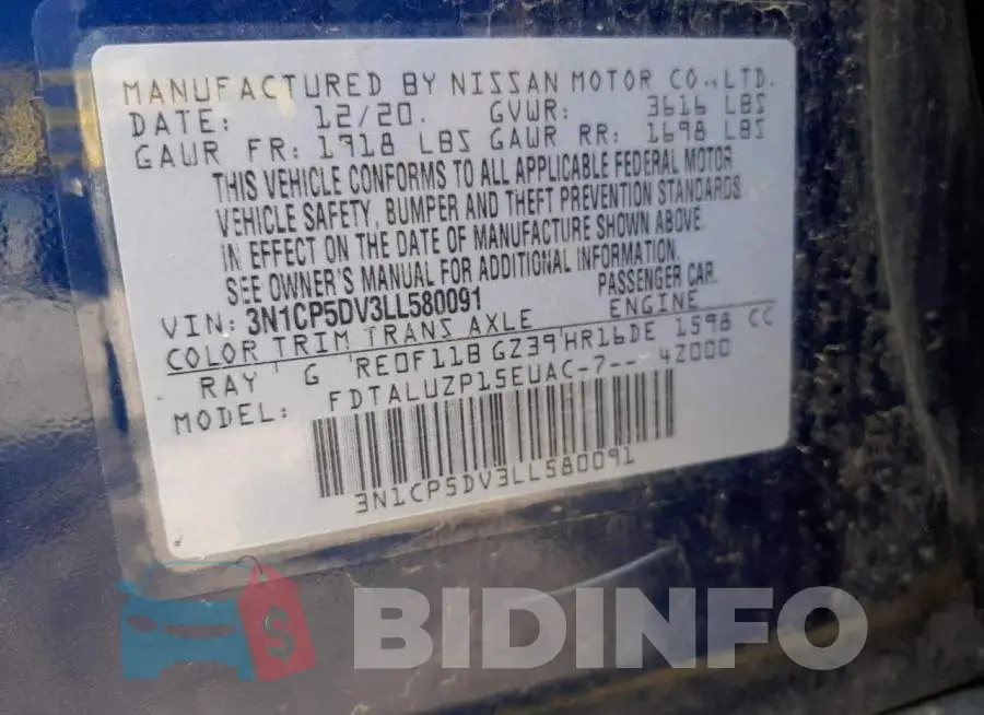 3N1CP5DV3LL580091 Photo# 12