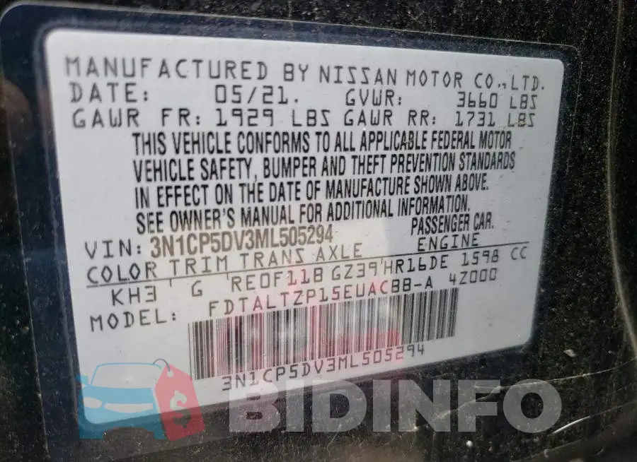 3N1CP5DV3ML505294 Photo# 13