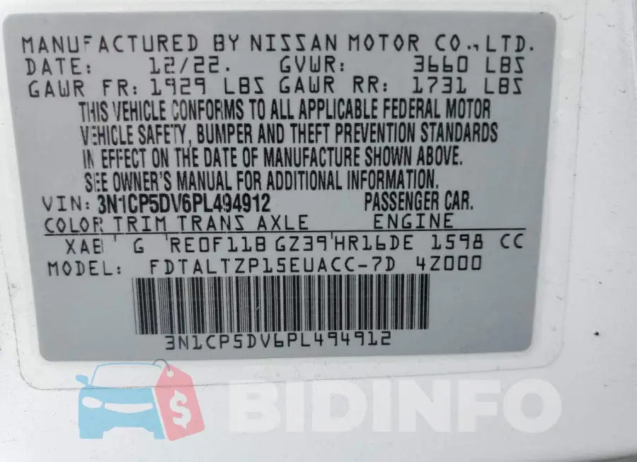 3N1CP5DV6PL494912 Photo# 13